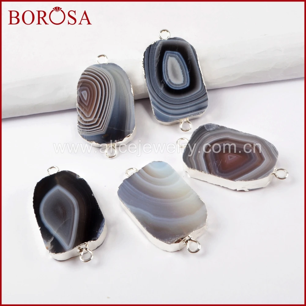 BOROSA New Collection! 5/10PCS Silver Color Botswana Agates Connector Double Charms Druzy Jewelry for Bracelet/Necklace S1637
BOROSA New Collection! 5/10PCS Silver Color Botswana Agates Connector Double Charms Druzy Jewelry for Bracelet/Necklace S1637