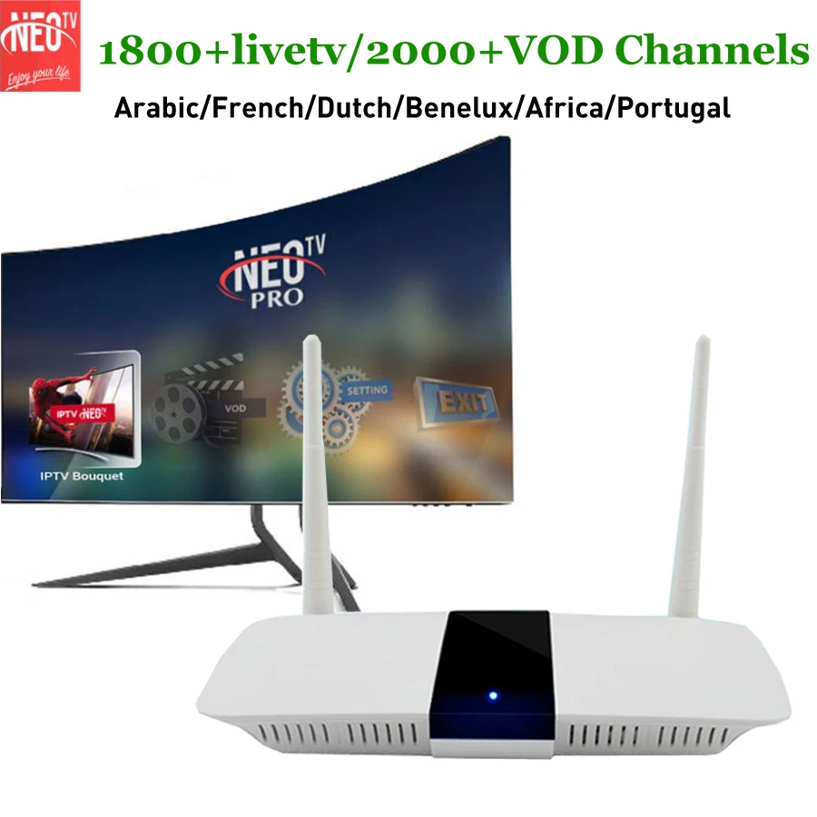 Arabic IPTV France Smart TV Box With 1 year subscription NEOTV PRO Europe IP TV Benelux Africa Dutch Beligum channels
Arabic IPTV France Smart TV Box With 1 year subscription NEOTV PRO Europe IP TV Benelux Africa Dutch Beligum channels