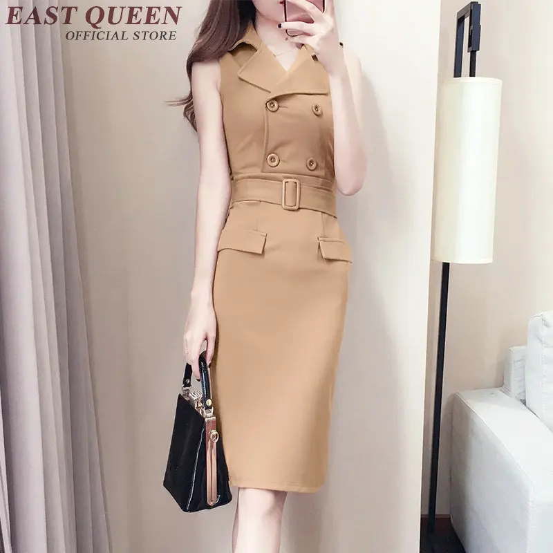 

Social dress women business office ladies special occasion dinner dresses midi dress with belt NN0889 Y