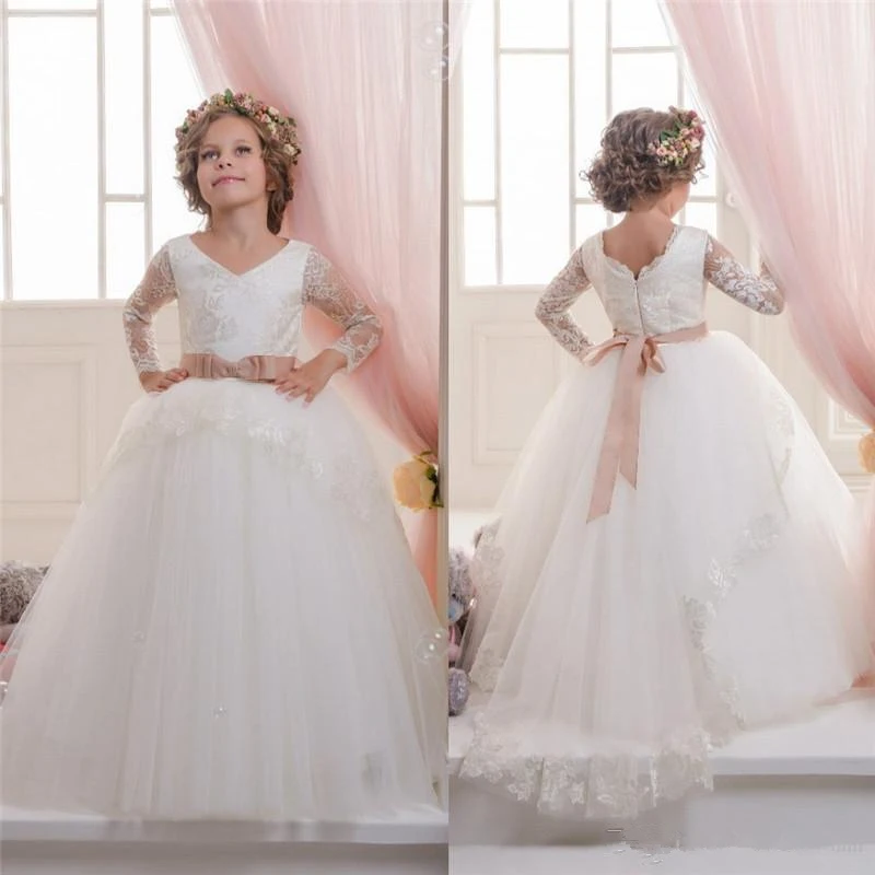 Flower Girl Dresses Long Sleeves Lace Applique Tulle Fluffy Pageant Formal Birthday Princess First Holy Communion Dresses
Flower Girl Dresses Long Sleeves Lace Applique Tulle Fluffy Pageant Formal Birthday Princess First Holy Communion Dresses
