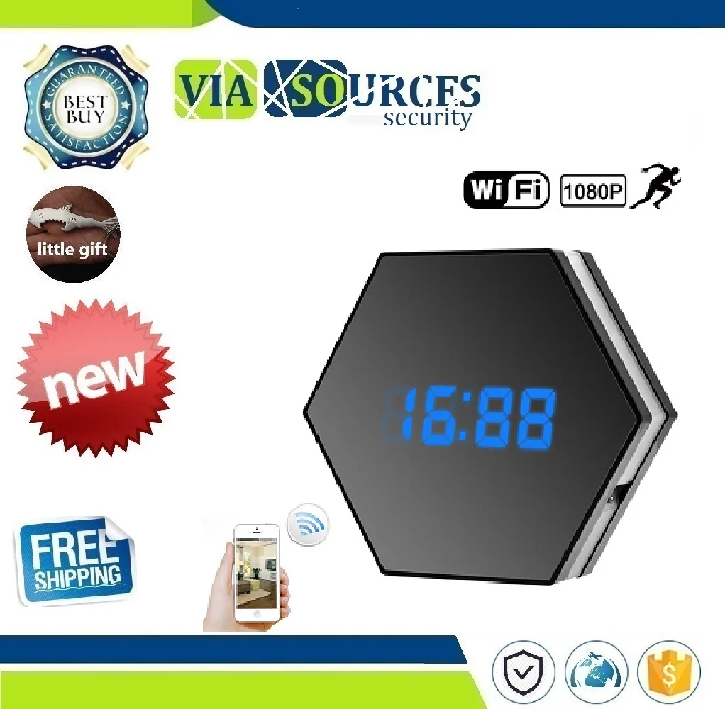 WIFI Mini Camera 1080P Time Alarm CCTV Home Security Clock Wireless Nanny IP Camera P2P IR light Night Vision Motion Detection
WIFI Mini Camera 1080P Time Alarm CCTV Home Security Clock Wireless Nanny IP Camera P2P IR light Night Vision Motion Detection