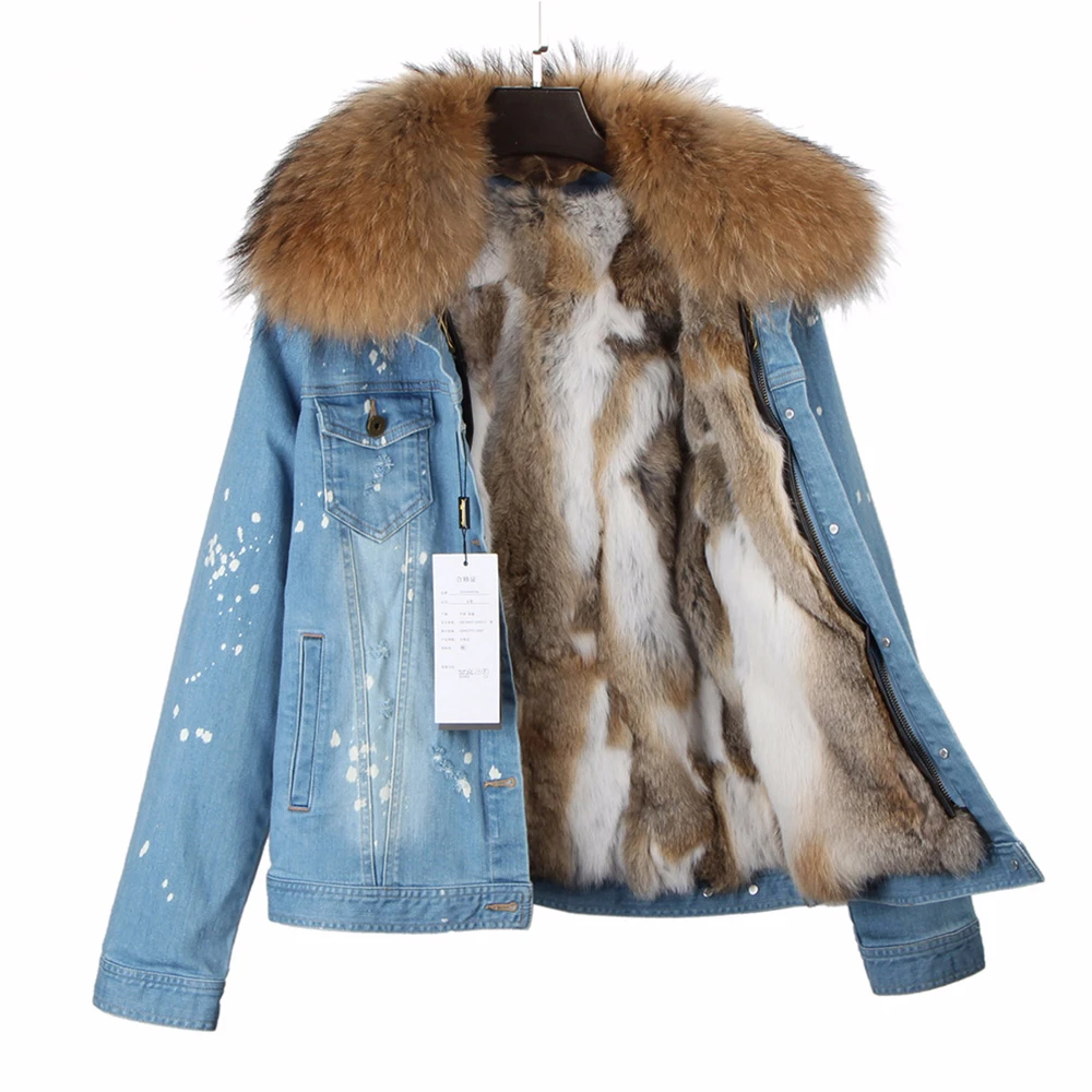 2019 New Winter Jacket Women Denim Coat Natural Real Rabbit Fur Liner Raccoon Fur Collar Hood Thick Warm Parkas Detachable Parka
2019 New Winter Jacket Women Denim Coat Natural Real Rabbit Fur Liner Raccoon Fur Collar Hood Thick Warm Parkas Detachable Parka