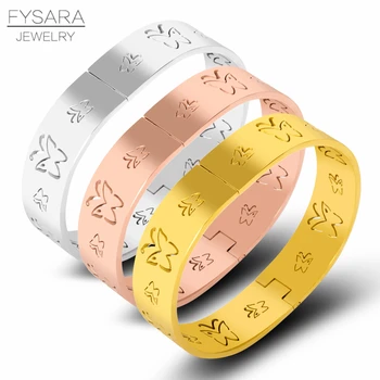 FYSARA Beauty Butterfly Bangles Width Cuff Bracelets Women Wedding Jewelry Stainless Steel Gold Charm Bracelets Lover Gift
FYSARA Beauty Butterfly Bangles Width Cuff Bracelets Women Wedding Jewelry Stainless Steel Gold Charm Bracelets Lover Gift
