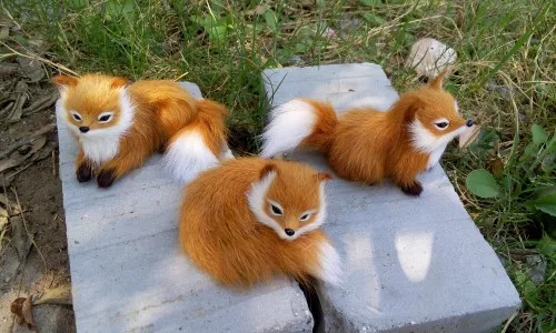 

3 pieces a lot small Simulation yellow fox toys polyethylene&furs cute fox models gift y0295