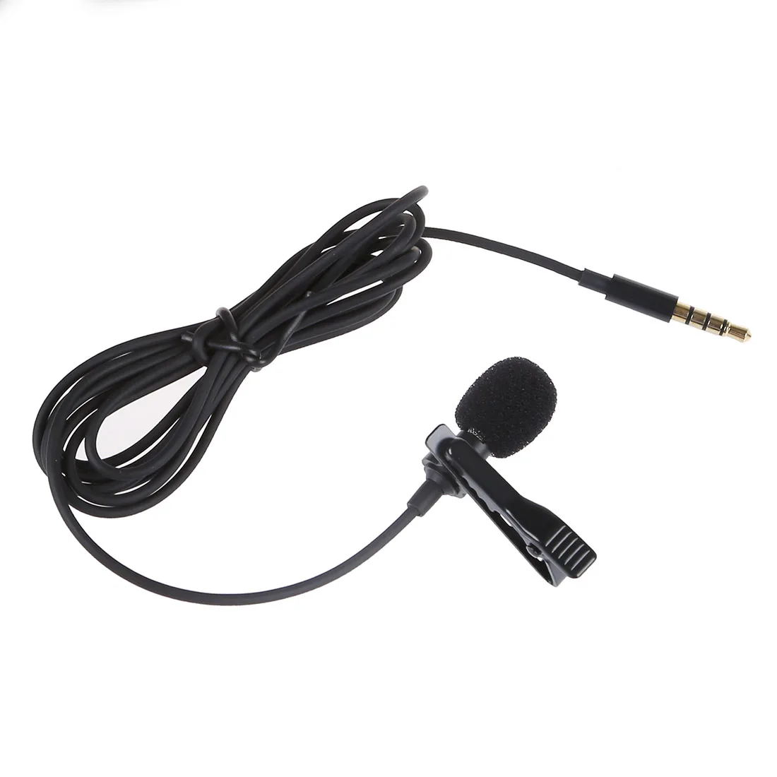 Image Lavalier Lapel Clip on Omnidirectional Microphone TRRS 3.5mm Jack Handsfree 3.28ft Condenser Mini Recording Mic