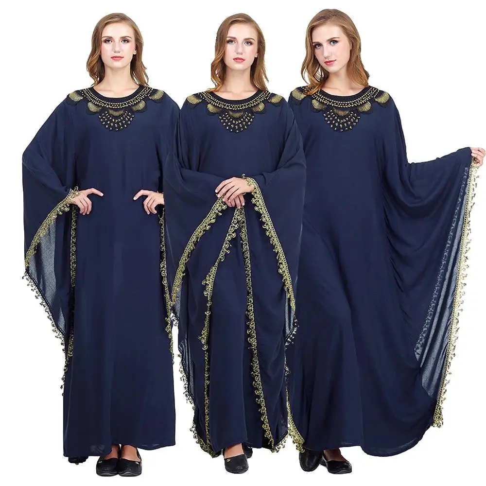 Dubai Women Long Maxi Batwing Sleeve Dress Islamic Kaftan Muslim Abaya Loose Robe Caftan Middle East Turkish Arab Ramadan Clothing 
Dubai Women Long Maxi Batwing Sleeve Dress Islamic Kaftan Muslim Abaya Loose Robe Caftan Middle East Turkish Arab Ramadan Clothing