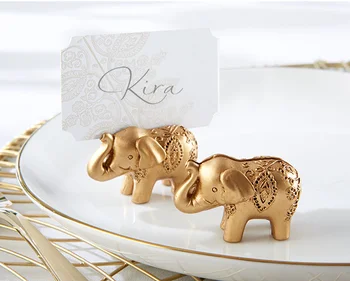 

(10pcs/lot)FREE SHIPPING+Lucky Golden Elephant Place Card Holders/Photo Holder Wedding&Bridal Shower Favors and Gift For Guest