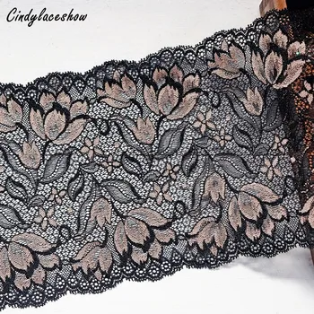 17.5cm Wide Apparel Black Gold Elastic Stretch Lace Trim Ribbon Sewing Lace Fabrics Underwear Garment Clothes Bra Accessories
17.5cm Wide Apparel Black Gold Elastic Stretch Lace Trim Ribbon Sewing Lace Fabrics Underwear Garment Clothes Bra Accessories