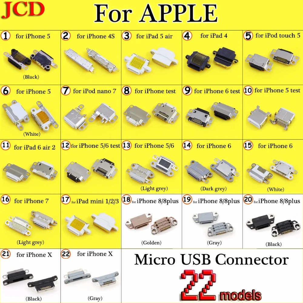 JCD New Micro usb connector DC Power Jack for iPhone 4 4s 5 6 7 8 8 plus X Charging Port Female Socket Micro USB Connector Plug
JCD New Micro usb connector DC Power Jack for iPhone 4 4s 5 6 7 8 8 plus X Charging Port Female Socket Micro USB Connector Plug