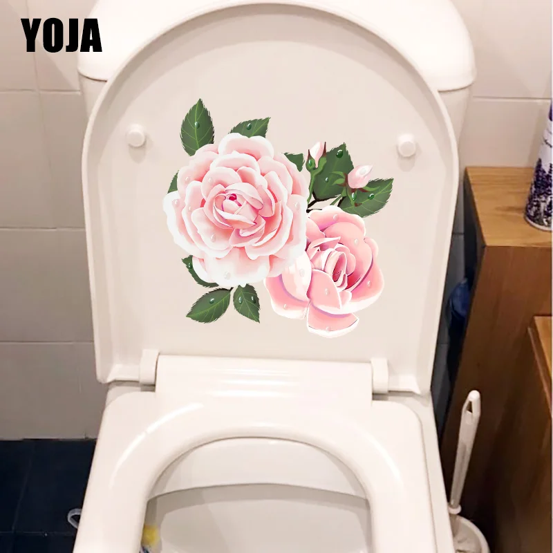 Фото YOJA 22.1X22.4CM Two Delicate Pink Roses Home Bedroom Wall Stickers Mural Fashion Cartoon Toilet Decal T1-1940 | Дом и сад