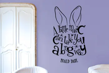 Roald Dahl Quote Decal A Little Magic Can Take You A Long Way Vinyl Wall Sticker Rabbit Ears For Kids Nursery Room Decor SYY629
Roald Dahl Quote Decal A Little Magic Can Take You A Long Way Vinyl Wall Sticker Rabbit Ears For Kids Nursery Room Decor SYY629