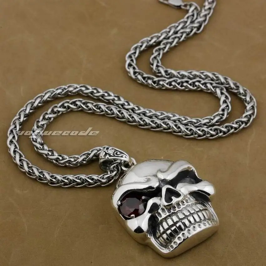 925 Sterling Silver Huge & Heavy Red CZ Stone Eye Skull Mens Biker Pendant 9E003
925 Sterling Silver Huge & Heavy Red CZ Stone Eye Skull Mens Biker Pendant 9E003