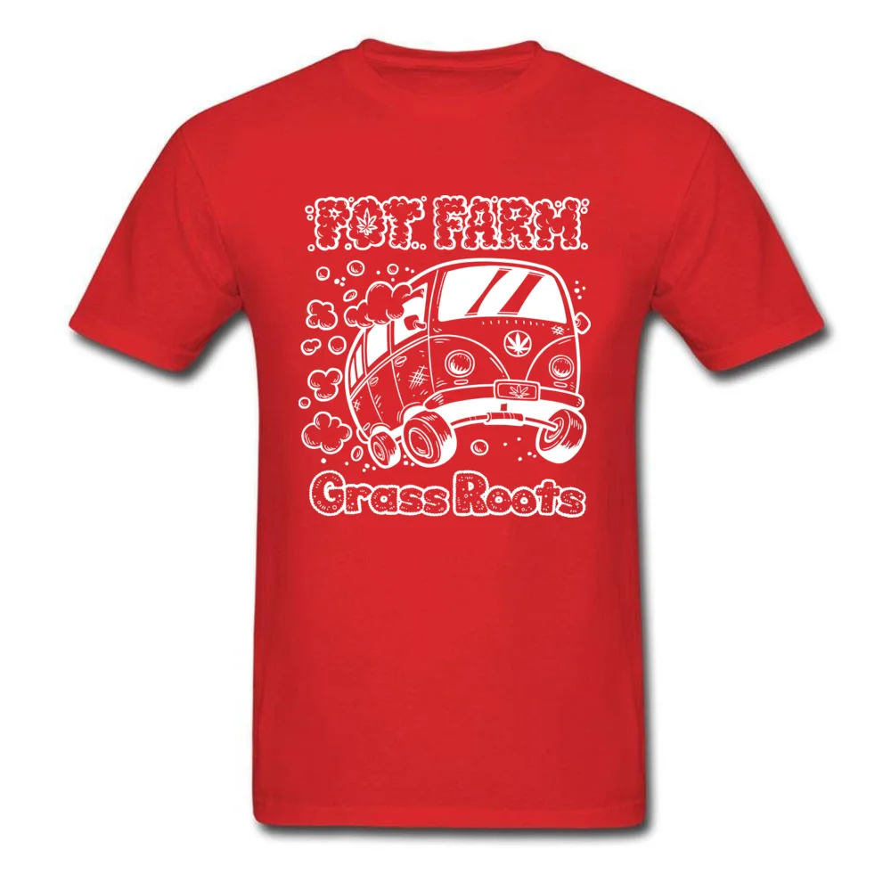 Birthday Top T-shirts Cheap Short Sleeve Summer Pure Cotton Round Neck Men Tees Normal Tee-Shirt Summer Autumn Pot Farm Grass Roots Van White red
