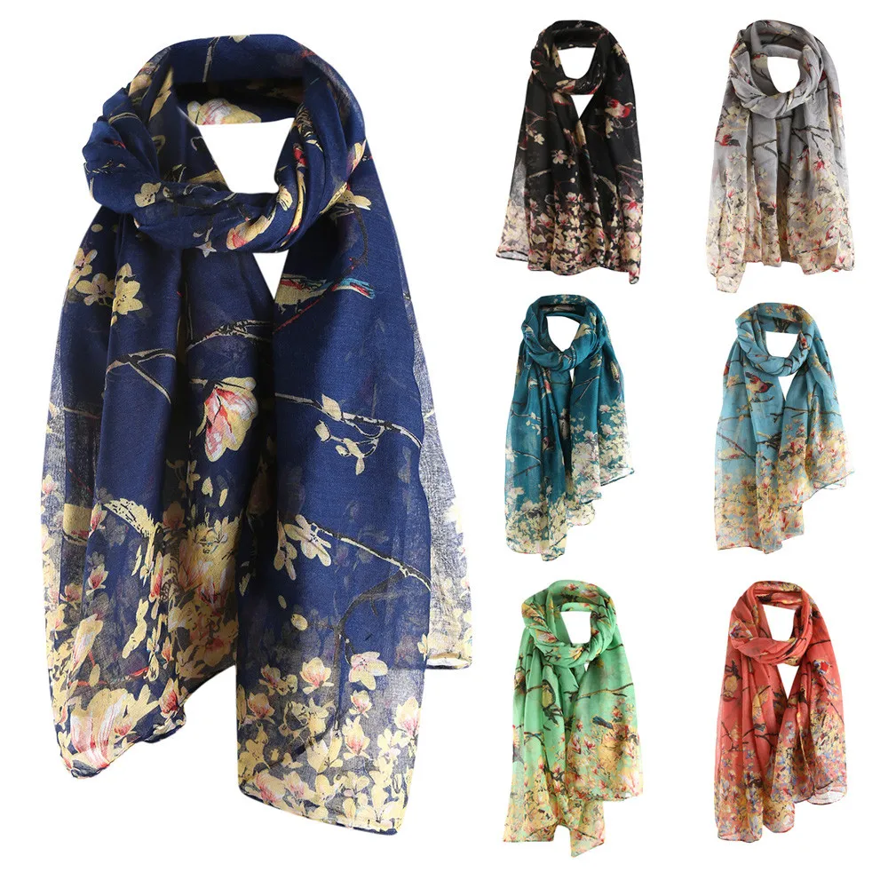 Fshion Long scarf Women Long Shawl Warm Wrap Shawl Floral Bird Printed Elegant Scarf Summer korean gift
Fshion Long scarf Women Long Shawl Warm Wrap Shawl Floral Bird Printed Elegant Scarf Summer korean gift