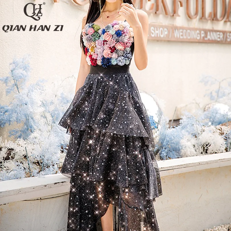 Qian Han Zi 2019Summer fashion women Suit sets Sexy sling applique blouse/tops+starry glitter layer cake skirt two piece set
Qian Han Zi 2019Summer fashion women Suit sets Sexy sling applique blouse/tops+starry glitter layer cake skirt two piece set