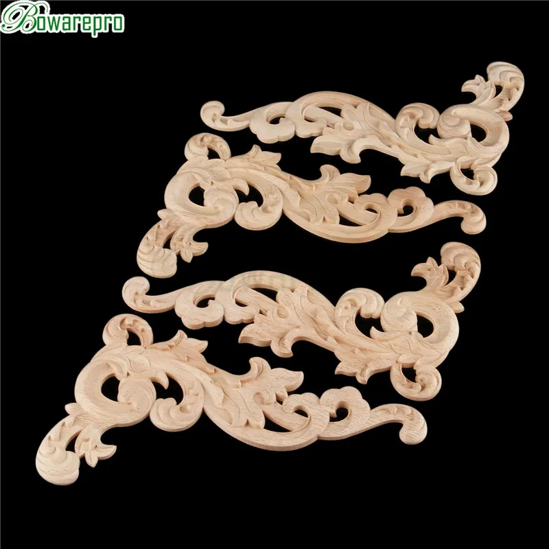 

bowarepro Vintage Wood carving Decal angle furniture decorative figurines carved corner decorative a pair Decor Crafts 25*15cm