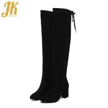 JK Over The Knee Thick High Heels Stretch Women Boots Pointed Toe Cross Tied Footwear Flock Fur Boot Shoes Women 2018 Black
JK Over The Knee Thick High Heels Stretch Women Boots Pointed Toe Cross Tied Footwear Flock Fur Boot Shoes Women 2018 Black