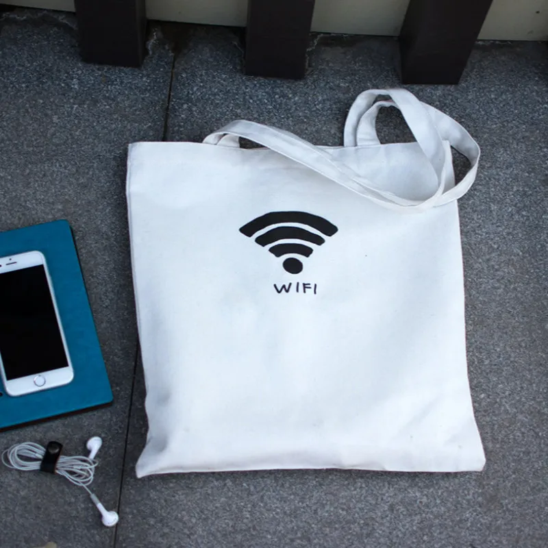 Canvas Shopping Bags Wifi Pattern Zipper Tote Shoulder Bag Eco Reusable Shopper Bag
Canvas Shopping Bags Wifi Pattern Zipper Tote Shoulder Bag Eco Reusable Shopper Bag