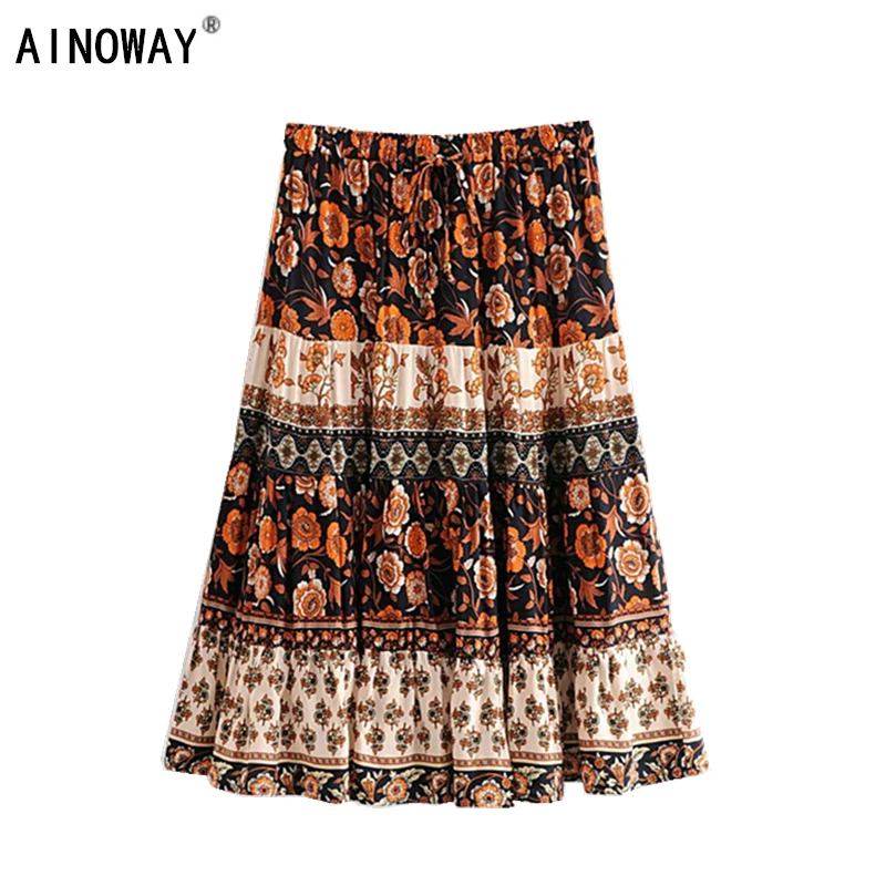 Vintage Chic Hippie women Bohemian red peacock floral print beach skirt High Waist Midi Long A-Line rayon Boho Skirt Femme
Vintage Chic Hippie women Bohemian red peacock floral print beach skirt High Waist Midi Long A-Line rayon Boho Skirt Femme