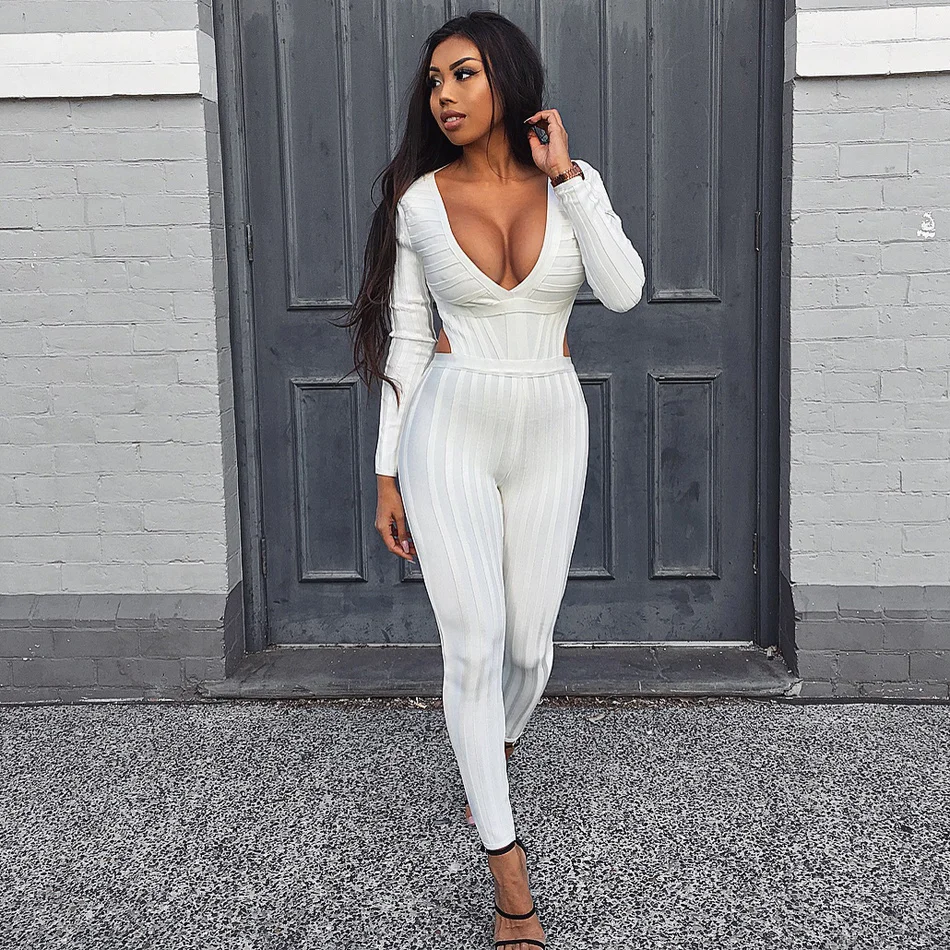 Fantastic Buckle Deep V Neck Bandage Legging Long Sleeve Cut Out Backless Long Leg Ribbed Knit Skinny Jumpsuit
Fantastic Buckle Deep V Neck Bandage Legging Long Sleeve Cut Out Backless Long Leg Ribbed Knit Skinny Jumpsuit