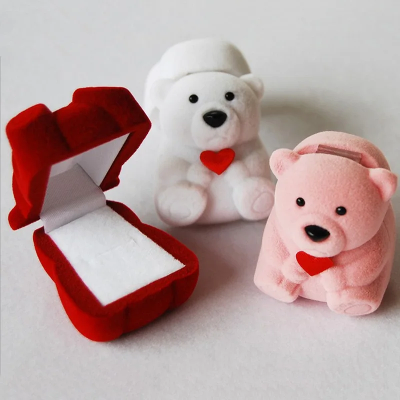 New 1 Pc Bear Ring Earring Bracelet Jewelry Display Box Case Valentine's Day Wedding Ring Creative Gift Organizer Velvet Bowknot
New 1 Pc Bear Ring Earring Bracelet Jewelry Display Box Case Valentine's Day Wedding Ring Creative Gift Organizer Velvet Bowknot