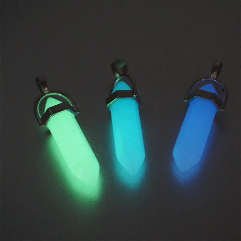 Glow Light In The Dark Stone Pendant Luminous Bullet Hexagonal Point Reiki Chakra Charms Jewelry
Glow Light In The Dark Stone Pendant Luminous Bullet Hexagonal Point Reiki Chakra Charms Jewelry