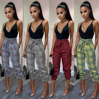 New 2019 spring and summer pockets Harlan plaid cropped trousers elastic waist ladies fashion casual pants
New 2019 spring and summer pockets Harlan plaid cropped trousers elastic waist ladies fashion casual pants