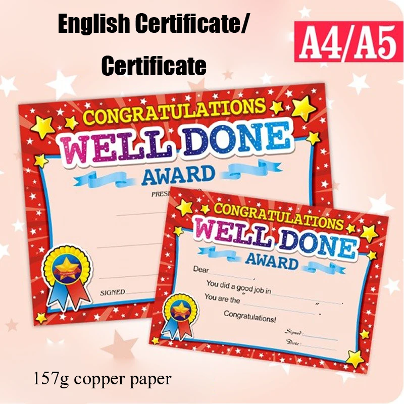 50PCS Quality English Certificate Awards Commendation Teaching Supplies Student Prizes English Training Award certificate paper
50PCS Quality English Certificate Awards Commendation Teaching Supplies Student Prizes English Training Award certificate paper
