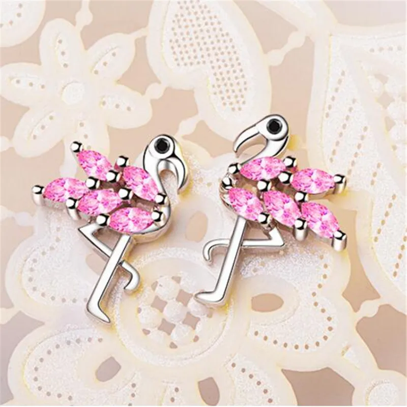 Fashion 925 Sterling Silver Pink Zircon Flamingo Stud Earrings For Women Female Simple Summer Party Earring Gift Jewelry eh183
Fashion 925 Sterling Silver Pink Zircon Flamingo Stud Earrings For Women Female Simple Summer Party Earring Gift Jewelry eh183