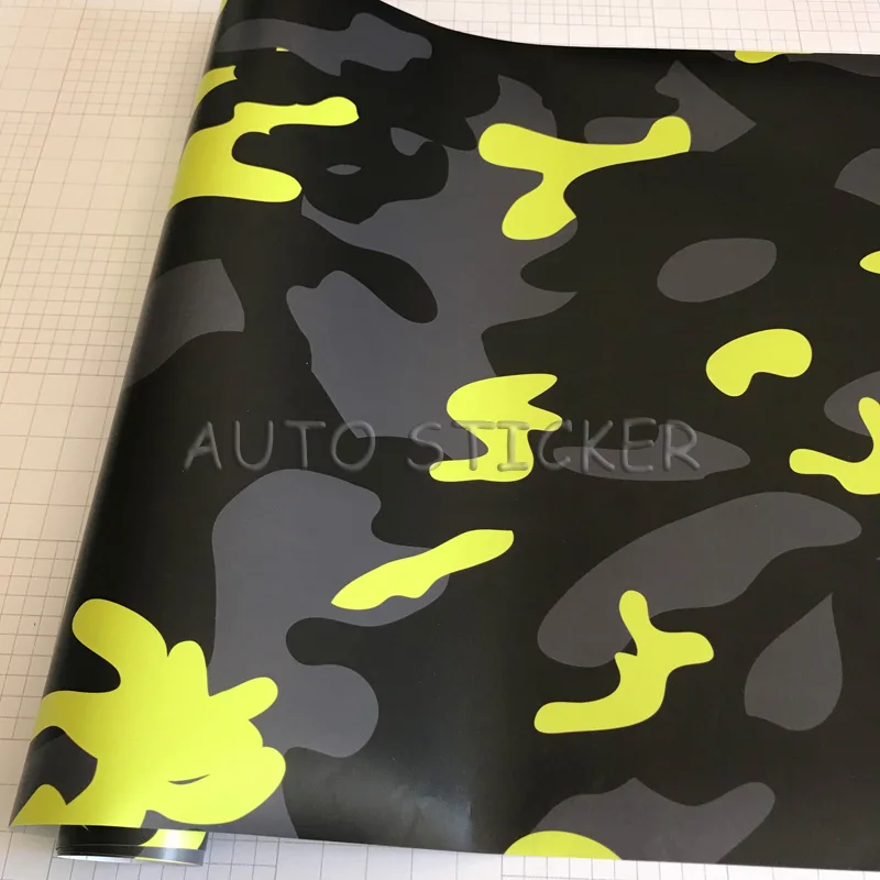 Yellow Black Gray snow camo vinyl car wraps 6