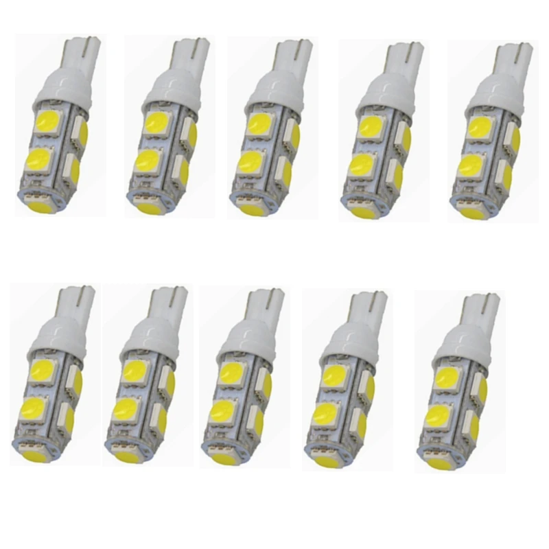 10Pcs White T10 9 SMD 5050 194 168 192 Auto Car Side Marker Light Bulb 194 168 W5W LED Wedge Lamp DC 12V
10Pcs White T10 9 SMD 5050 194 168 192 Auto Car Side Marker Light Bulb 194 168 W5W LED Wedge Lamp DC 12V