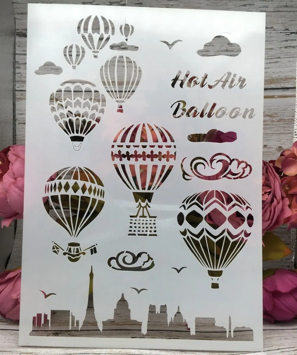 29*21cm New Hot Air Balloon Craft DIY Layering Stencils Wall Painting Scrapbook Coloring Embossing Album Card Template
29*21cm New Hot Air Balloon Craft DIY Layering Stencils Wall Painting Scrapbook Coloring Embossing Album Card Template