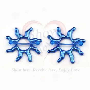 Showlove-Bioplast Anodized Blue TRIBAL SUN Nipple Shield Barbell Piercing, PAIR Nipple Ring Piercing Bar
Showlove-Bioplast Anodized Blue TRIBAL SUN Nipple Shield Barbell Piercing, PAIR Nipple Ring Piercing Bar
