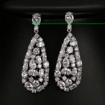 

Emmaya Luxury Bride Wedding Earrings Amazing AAA Cubic Zirconia White Gold Color Crystal Jewelry Party Gift