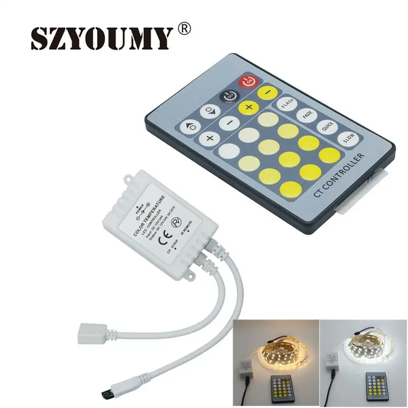 SZYOUMY 24 keys CT Controller 3A*2CH 3 Color Temperature CW+WW+PW CCT Dimming IR Remote FOR LED SMD Strip 40 SETS DHL
SZYOUMY 24 keys CT Controller 3A*2CH 3 Color Temperature CW+WW+PW CCT Dimming IR Remote FOR LED SMD Strip 40 SETS DHL