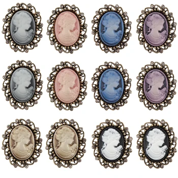 Wholesale Pack of 12 Pieces Mixed Colors Vintage Style Cameo Resin Brooch Pins in Antique Gold Color Plated
Wholesale Pack of 12 Pieces Mixed Colors Vintage Style Cameo Resin Brooch Pins in Antique Gold Color Plated