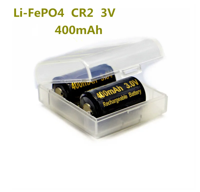 2 pcs/lot 400mAh CR2 battery 3v LiFePO4 Rechargeable Battery 15266 CR2 bateria w/ battery protective box
2 pcs/lot 400mAh CR2 battery 3v LiFePO4 Rechargeable Battery 15266 CR2 bateria w/ battery protective box