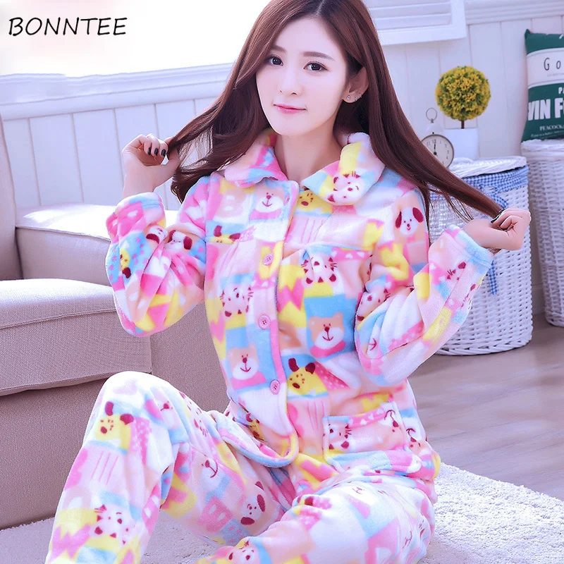 Pajama Sets Women Thicker Warm Trendy Cartoon Printed Pajamas Womens Pockets Single Breasted Korean Style Leisure Home Clothing
Pajama Sets Women Thicker Warm Trendy Cartoon Printed Pajamas Womens Pockets Single Breasted Korean Style Leisure Home Clothing