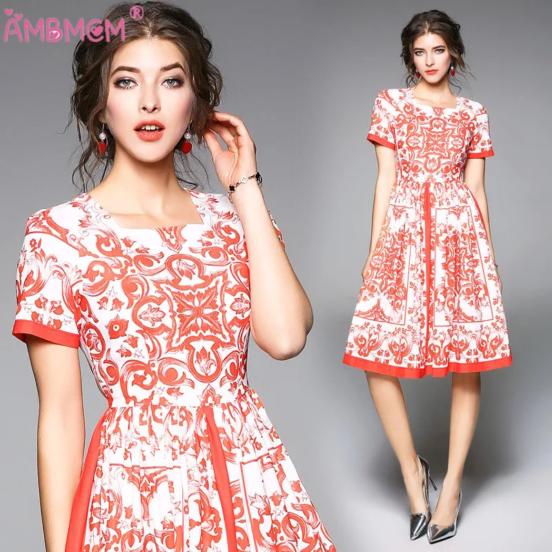 New 2018 Fashion Runway Summer Casual Dress Women's red Party A-Line Elegant Floral Print Holiday Dresses AMBMCM
New 2018 Fashion Runway Summer Casual Dress Women's red Party A-Line Elegant Floral Print Holiday Dresses AMBMCM