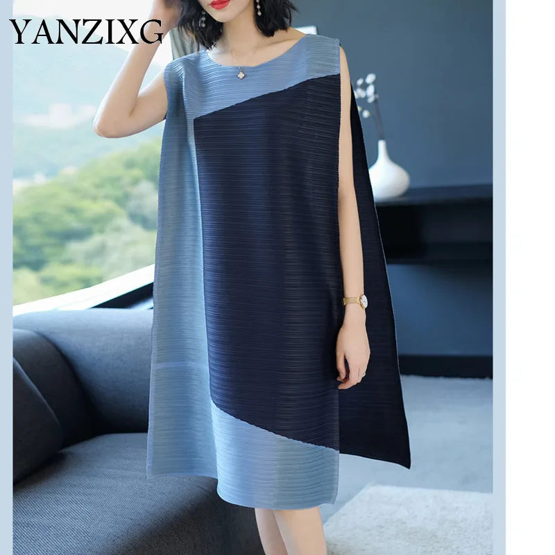 2019 New Pleated Dress Summer Fashion Women Contrast Color Loose Pleated O-neck Sleeveless Dress Female Vestido Q098
2019 New Pleated Dress Summer Fashion Women Contrast Color Loose Pleated O-neck Sleeveless Dress Female Vestido Q098