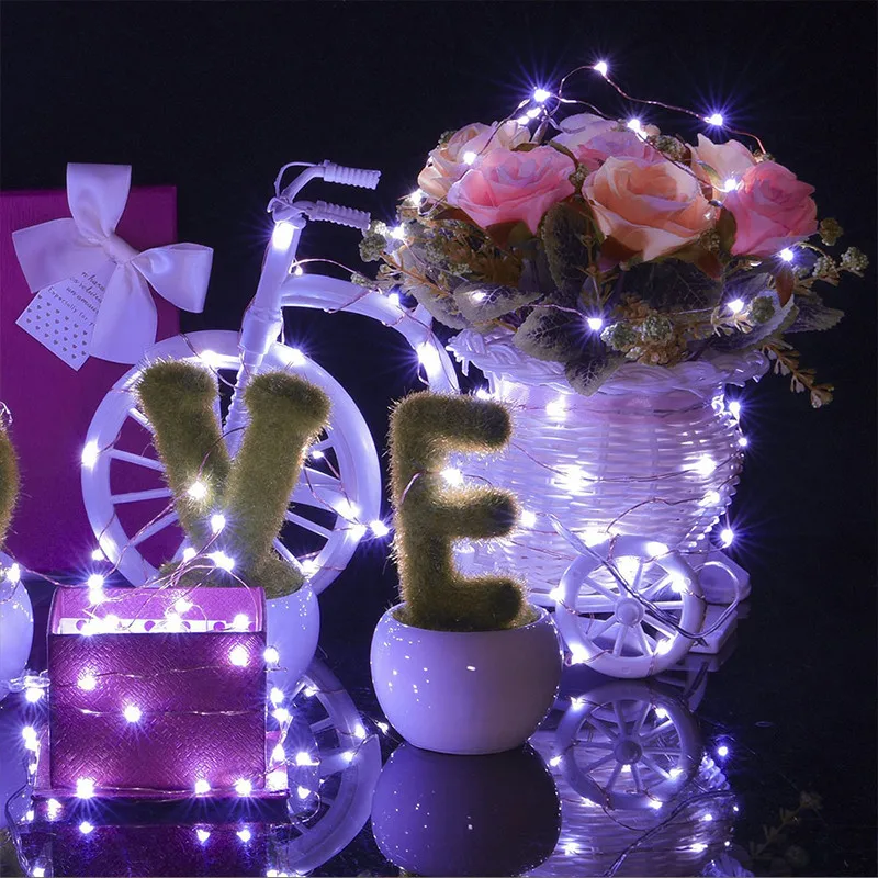 

1M/2M 10/20LEDS Copper Led Fairy Lights Christmas Lamp CR2032 Button Battery Operated LED String Light For Wedding Decoration