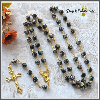 5pcs/lot Catholic Gold Black Cloisonne Rosary Necklace Jesus Cross Virgin Mary Center Gold Chain Religious Rosary Jewelry
5pcs/lot Catholic Gold Black Cloisonne Rosary Necklace Jesus Cross Virgin Mary Center Gold Chain Religious Rosary Jewelry