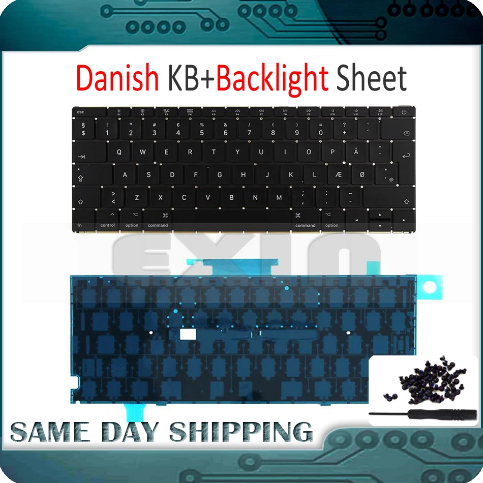 Mid 2017 New A1534 Danish Keyboard w/ Backlight Backlit +Screws for Macbook 12" A1534 Denmark Danmark DK Keyboard MNYF2 MNYG2
Mid 2017 New A1534 Danish Keyboard w/ Backlight Backlit +Screws for Macbook 12" A1534 Denmark Danmark DK Keyboard MNYF2 MNYG2