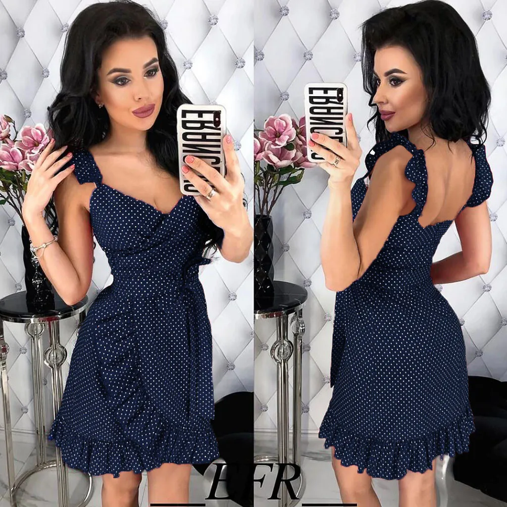 Sexy Polka Dot Print Midi Dress Women 2019 Summer Sleeveless Knot Tied Button Front Open Back Dress Boho Beach Sundress
Sexy Polka Dot Print Midi Dress Women 2019 Summer Sleeveless Knot Tied Button Front Open Back Dress Boho Beach Sundress