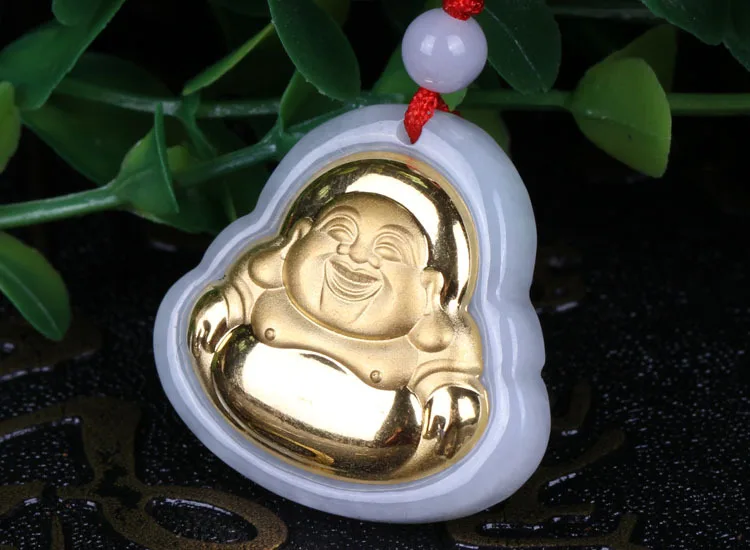 Fashion Inlaid guanine Pendant Gold and Hetian Jades Gold Necklace Big-bellied Maitreya Buddha Quality Necklace Pendant
Fashion Inlaid guanine Pendant Gold and Hetian Jades Gold Necklace Big-bellied Maitreya Buddha Quality Necklace Pendant