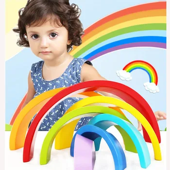 7pcs/set baby educational toy wooden blocks rainbow color bridge blocks Stacker Color sort Game Nesting Creative Wood Circle Se
7pcs/set baby educational toy wooden blocks rainbow color bridge blocks Stacker Color sort Game Nesting Creative Wood Circle Se