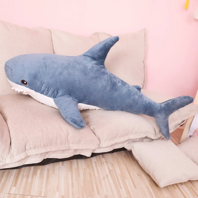 80/100cm Big Size Funny Soft Bite Shark Plush Toy Pillow Appease Cushion Gift For Children | Игрушки и хобби
