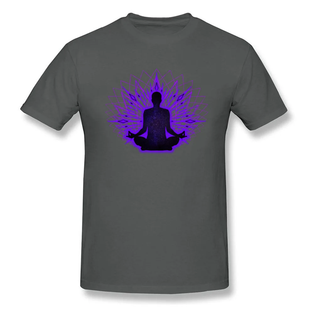 Customized T-Shirt Faddish Short Sleeve Party Pure Cotton O Neck Men Tops T Shirt Printed On Sweatshirts Summer/Fall Meditation Lotus The Universe Inside carbon