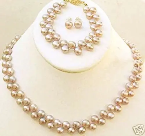 shippingReal natural 7-8 mm natural pearl necklace bracelet earring sets (A0516) -Bride jewelry free shipping