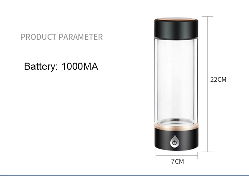 450ML New SPE/ PEM Hydrogen Rich Generator Water Ionizer Bottle